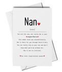 Nan definition card, sentimental Nan card, mothers day, birthday, thank you Nan