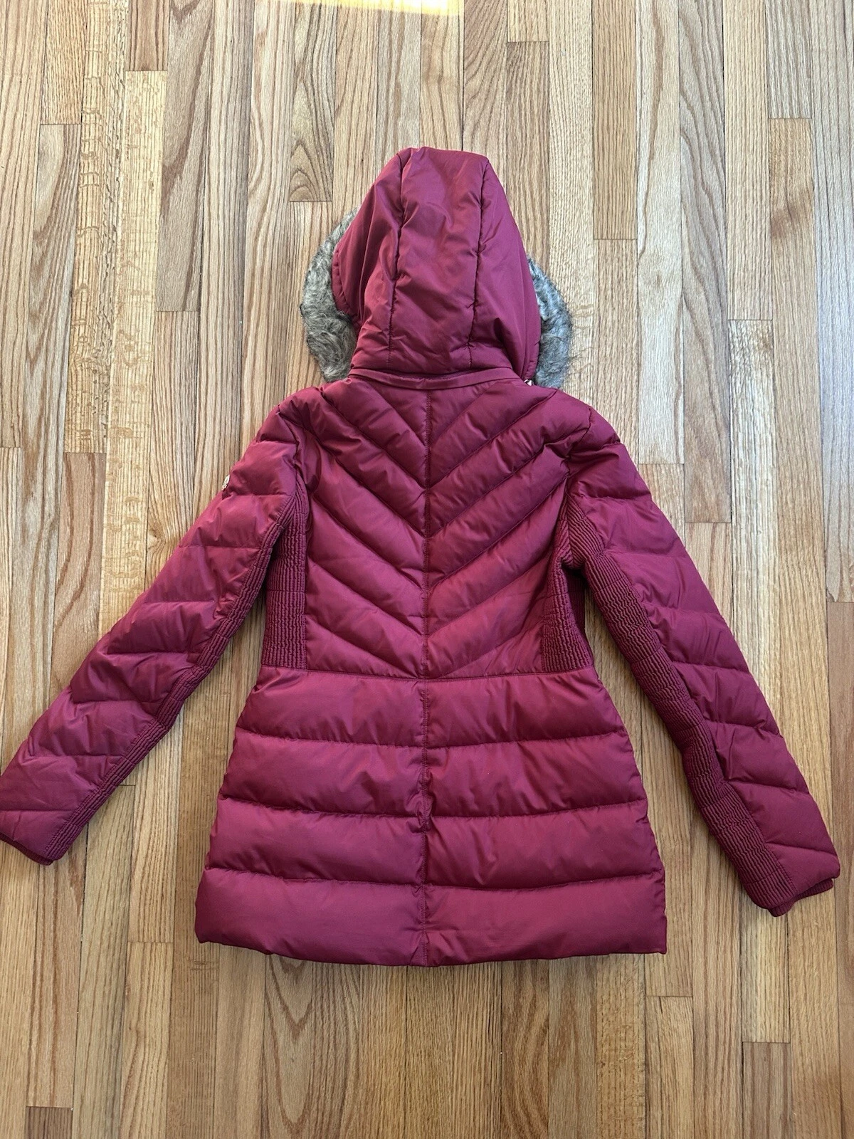 Cappotto Michael Kors donna S piumino imbottito parka cappotto pelliccia cappuccio rosso