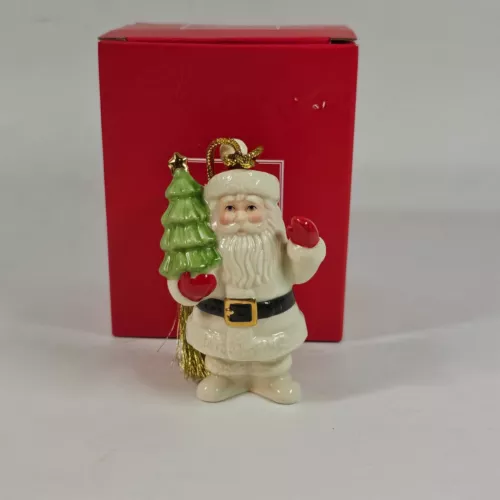 Lenox Very Merry Santa with a Tree Porcelain Ornament