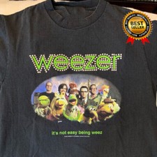 Rare Weezer muppets collaboration 2002 Black All Size Black Cotton T-Shirt