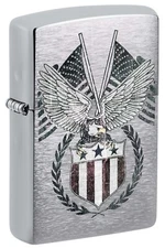 Zippo United States Bald Eagle Crest Lighter, Brushed Chrome NEW IN BOX