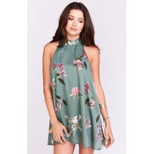 Show Me Your Mumu V-Right Back Halter Mini Dress Teal Green Sz Small Open Back