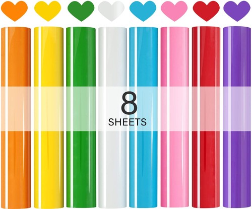 AFunCrafter HTV Heat Transfer Vinyl 8 Sheets 11.8" x 9.8",Iron On Bundle for