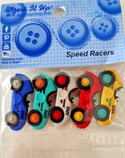 Dress It Up Speed Racers Buttons - Race Cars Shank Buttons Transportation - 122