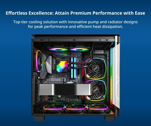 Montech HYPERFLOW ARGB 240 BLACK Liquid CPU Cooler, AIO Water Cooler, Intel, AMD - Picture 2 of 5