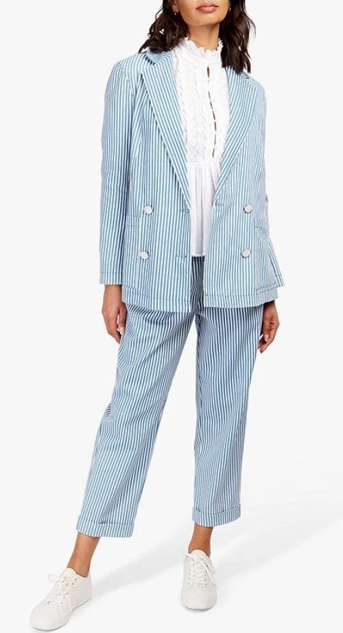 Blazer vaquero Somerset Alice Temperley a rayas doble botonadura talla UK 18 RRP 115 Foto 3 de 4