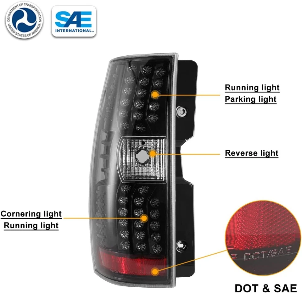 Par de luces traseras LED 2007-2014 para Chevy Suburban 1500 2500 Tahoe Foto 3 de 4