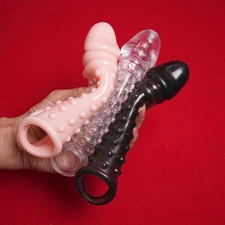 Penis Enlarger Sheath Male Penis Sleeve Girth Reusable Condoms-Extender-Enhancer