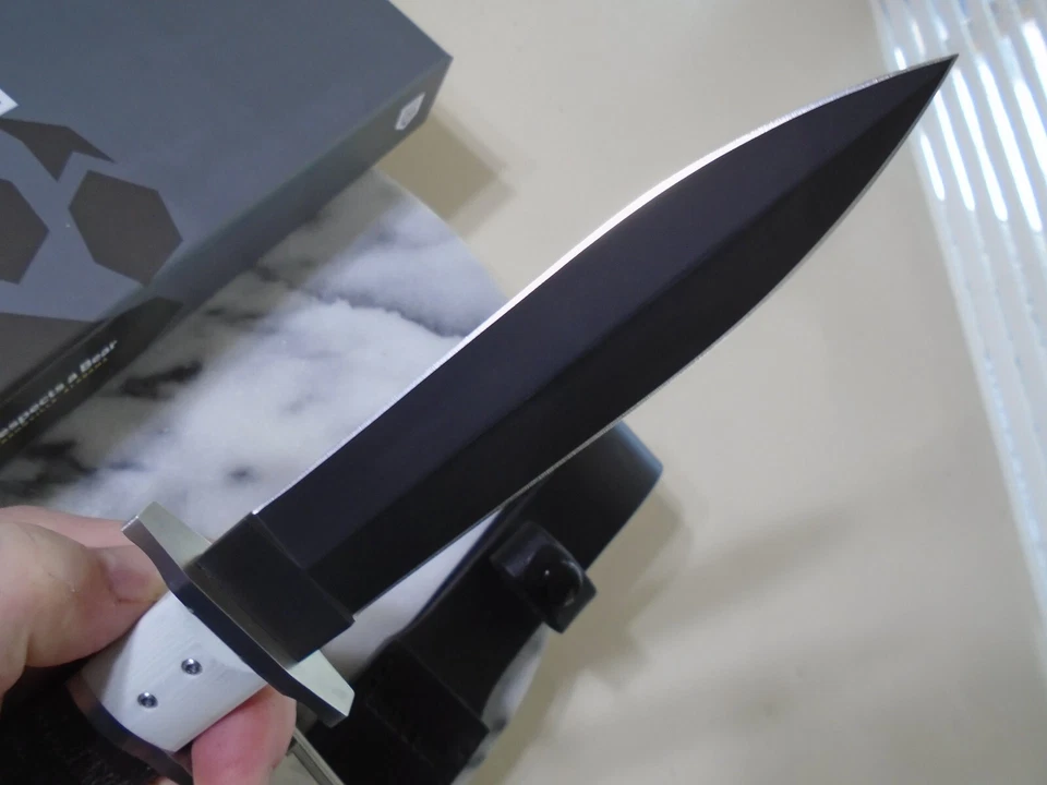 Cuchillo de hoja fija Bear & Son de doble filo con empuñadura y daga Full Tang D2 Micarta G10 Foto 2 de 4