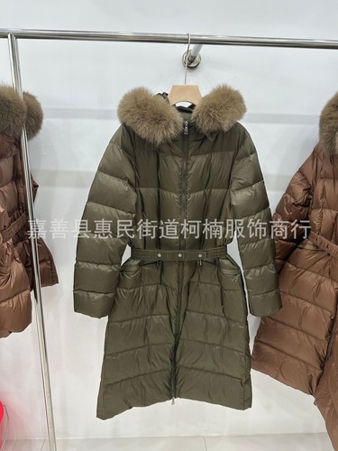 Women Hooded Real Fox Fur Collar Mid Long Coat Duck Down Jacket Overcoat Outwear - Picture 11 of 24