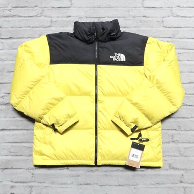 New 1996 Retro North Face Nuptse Quilted Down Jacket Mens Size L Acid Yellow