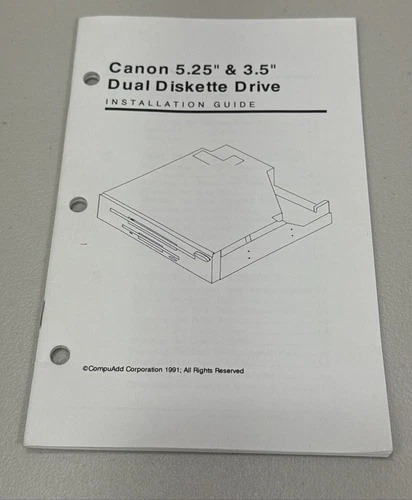 Canon 5.25" & 3.25" Dual Diskette Drive Installation Guide Book by CompuAdd 1991