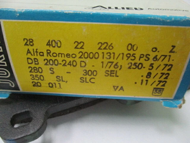 Pastillas de freno delanteras Mercedes Benz 200D, 240D, 280S, 300SEL, 350SL, Alfa Romeo Foto 2 de 4