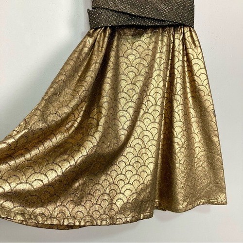 ModCloth Lowie Metallic Scalloped Dress Women’s Size XS Fit and Flare Retro Gold - Picture 4 of 8
