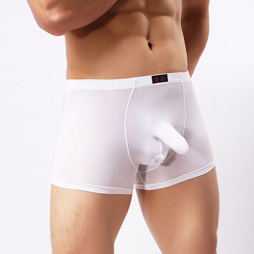 Men's Underwear Boxer Briefs Ice Silk Shorts Panties Bulge Big Pouch Underpants - Picture 6 of 44