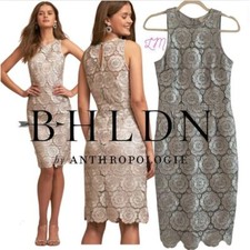 New Anthropologie BHLDN Emmeline Lace Midi Dress Size 6 SIlver