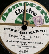 Chór Robotniczo-Śpiewacki 6. Bez. Berlin P.A.Joseph "Empor zum Licht" 78rpm 10" 1927