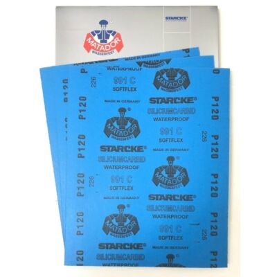 Starcke Matador - Carta Vetrata A Secco E Umida, Grana 1200, 5 Fogli, 230 X 280 Mm, Impermeabile