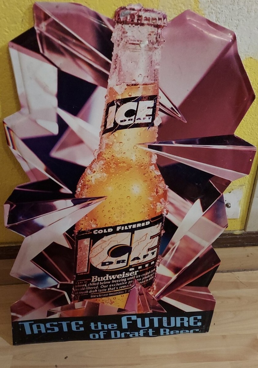 Budweiser Ice Draft BEER SIGN tin 1993 