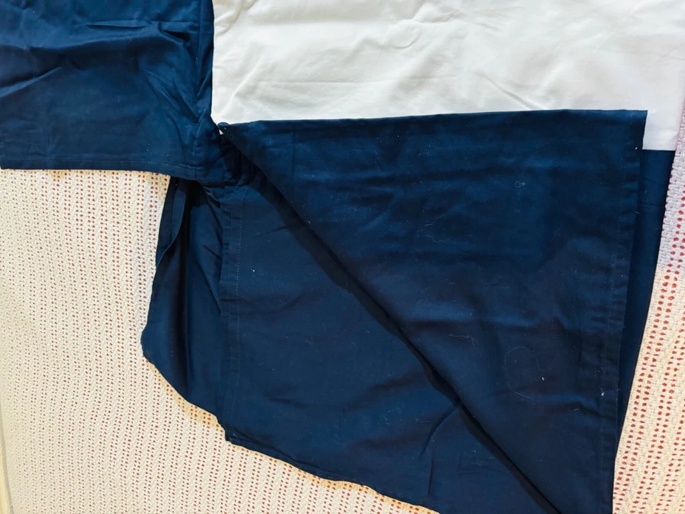 Falda Cama Umbral para Target Clásica Algodón, Completa Blanca y Azul Marino 100% Cuna Foto 3 de 4