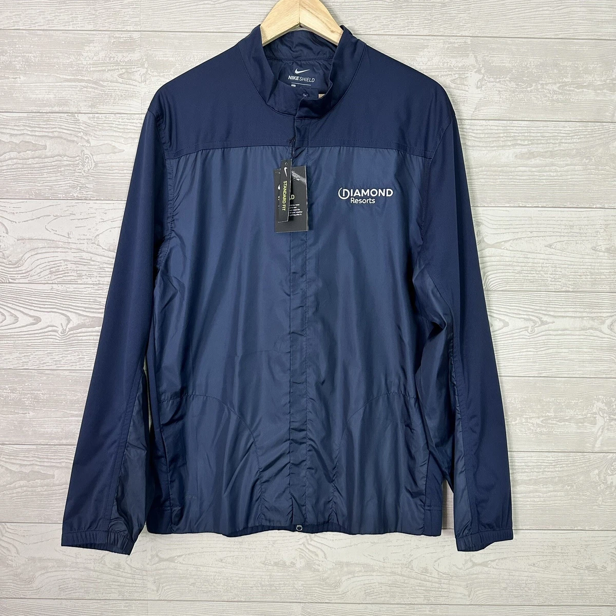 NEW Nike Shield Golf Full Zip Rain Jacket Blue Mens Large L