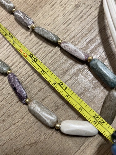 Vtg Healing Stone Beaded Necklace Polished 46 Inch Beautiful Natural Jewelry - Picture 3 of 6