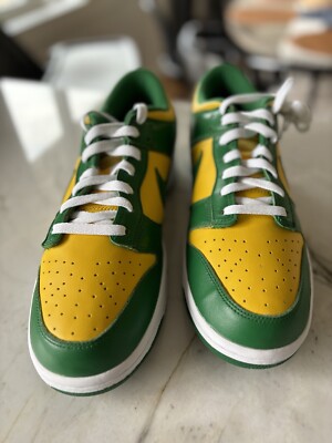 Size 12 - Nike Dunk Low Brazil, Pine-Green/Varsity Maize