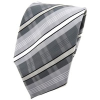 Tigertie Krawatte Silber Grau Anthrazit Weiß Schwarz Gestreift - Binder Tie