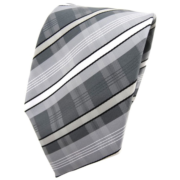 Tigertie Krawatte Silber Grau Anthrazit Weiß Schwarz Gestreift - Binder Tie-image