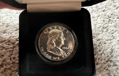 1962 Franklin Silver Half Dollar -- PROOF -- Authentication Card --.900 Silver