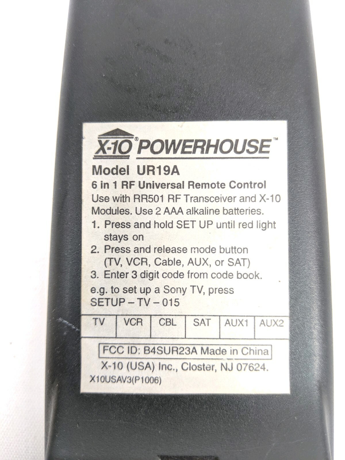 X10 Powerhouse 6 in 1 Remote Control Model UR19A Black (m2) eBay