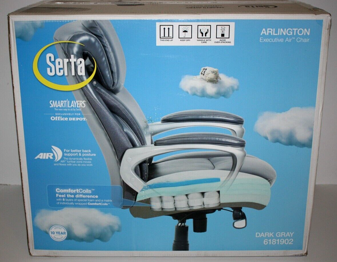 Serta Smart Layers Arlington Bonded Leather HighBack Chair Dark Gray NEW IN BOX 735854725747 eBay
