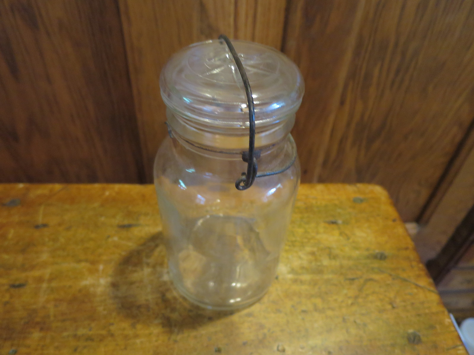 Old Vtg Hazel Atlas Canning Jar Quart Glass Lid Wire Bale TF8 Bottom of