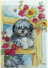 DOG ON FENCE 12.5" X 18" GARDEN FLAG 11-3507-292 RAIN OR SHINE SEASONAL