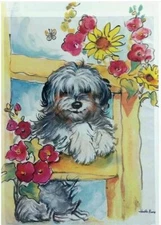 DOG ON FENCE 12.5" X 18" GARDEN FLAG 11-3507-292 RAIN OR SHINE SEASONAL