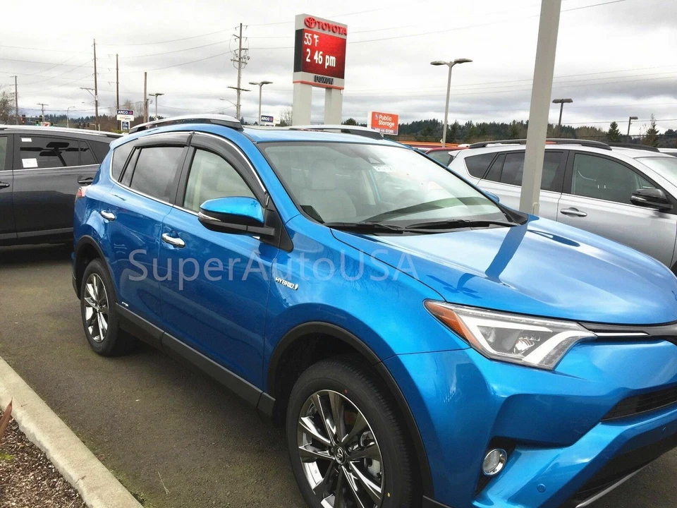 For 13-18 Toyota RAV4 Out-Channel Chrome Trim Window Visors Sun Guards Deflector - Image 2 of 4