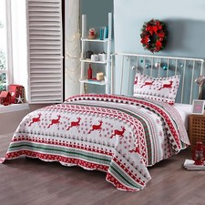 2pcs Kids Quilt Bedspread Comforter Set Throw Blanket for Boys Girls Snow Flake