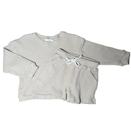 WINNIE + CREW Waffle Short Set in Beige 4T - Picture 3 of 3