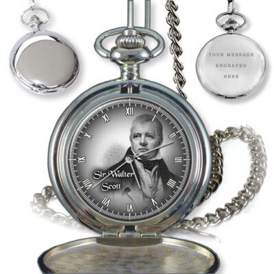 SIR WALTER SCOTT SCHOTTISCHER HISTORISCHER ROMANAUTOR UHR GEBURTSTAG BOX GESCHENK GRAVUR