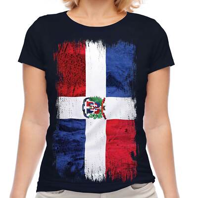 DOMINIKANISCHE REPUBLIK GRUNGE FLAGGE DAMEN T-SHIRT TEE TOP REPUBLICA DOMINICANA SHIRT