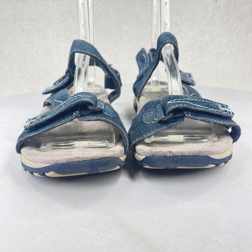 EARTH ORIGINS Womens 7W Sophie Blue Suede Hiking Sandals Hook & Loop Comfort - Picture 3 of 9