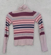 Aeropostale Turtleneck Shirt Womens Juniors SZ XS Red and Blue Stripes Top NWT