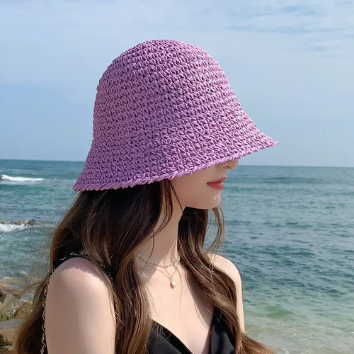 Sombrero de Paja Tejido de Verano Damas Sombrero de Playa Sombrero para el Sol Ala Ancha Suave Sencillo Pescador - Imagen 26 de 37