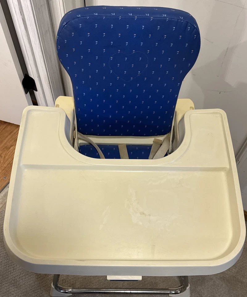 Silla alta Fisher-Price azul vintage - plegable - bandeja ajustable - 1989 Foto 2 de 4
