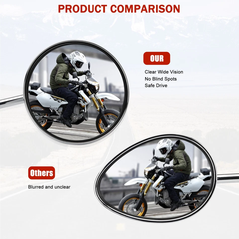 Motorcycle Rearview Mirrors Round Chrome For Yamaha LS2 DT100 DT125 DT175 XS400 Foto 4 de 4