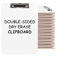 DoubleSided Dry Erase Wood Clipboard 9x12.5 Inch Low Profile Clip Hardboard