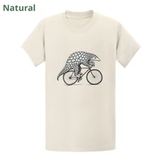 Pangolin on Bicycle T-Shirt - Hand Screen Printed Cute Animal Bike Gift Tee