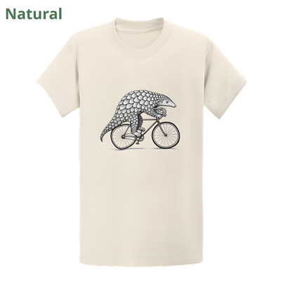 Pangolin on Bicycle T-Shirt - Hand Screen Printed Cute Animal Bike Gift Tee