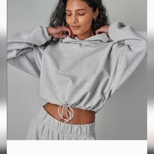 Aritzia Babaton Weekender hoodie Cropped With Cinch grey small