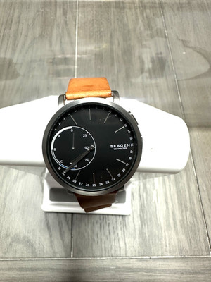 Skagen Connected NDW2G Hybrid Smartwatch Brown Leather Band Silver Metal Case